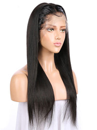 Fureya Hair Silky Straight Remy natural black Hair 13x6 Lace Front Human Medium Brown Wigs 150% Density