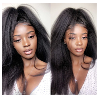 Fureya Hair 150% Density Brazilian Kinky Straight 360 Lace Frontal Wig With Baby Hair